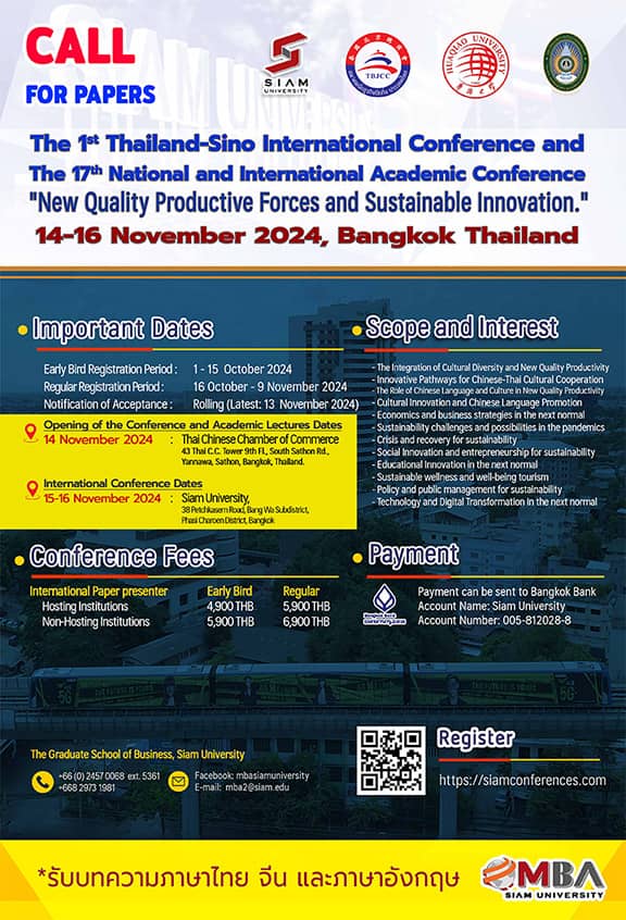 1st Thailand-Sino international conference poster